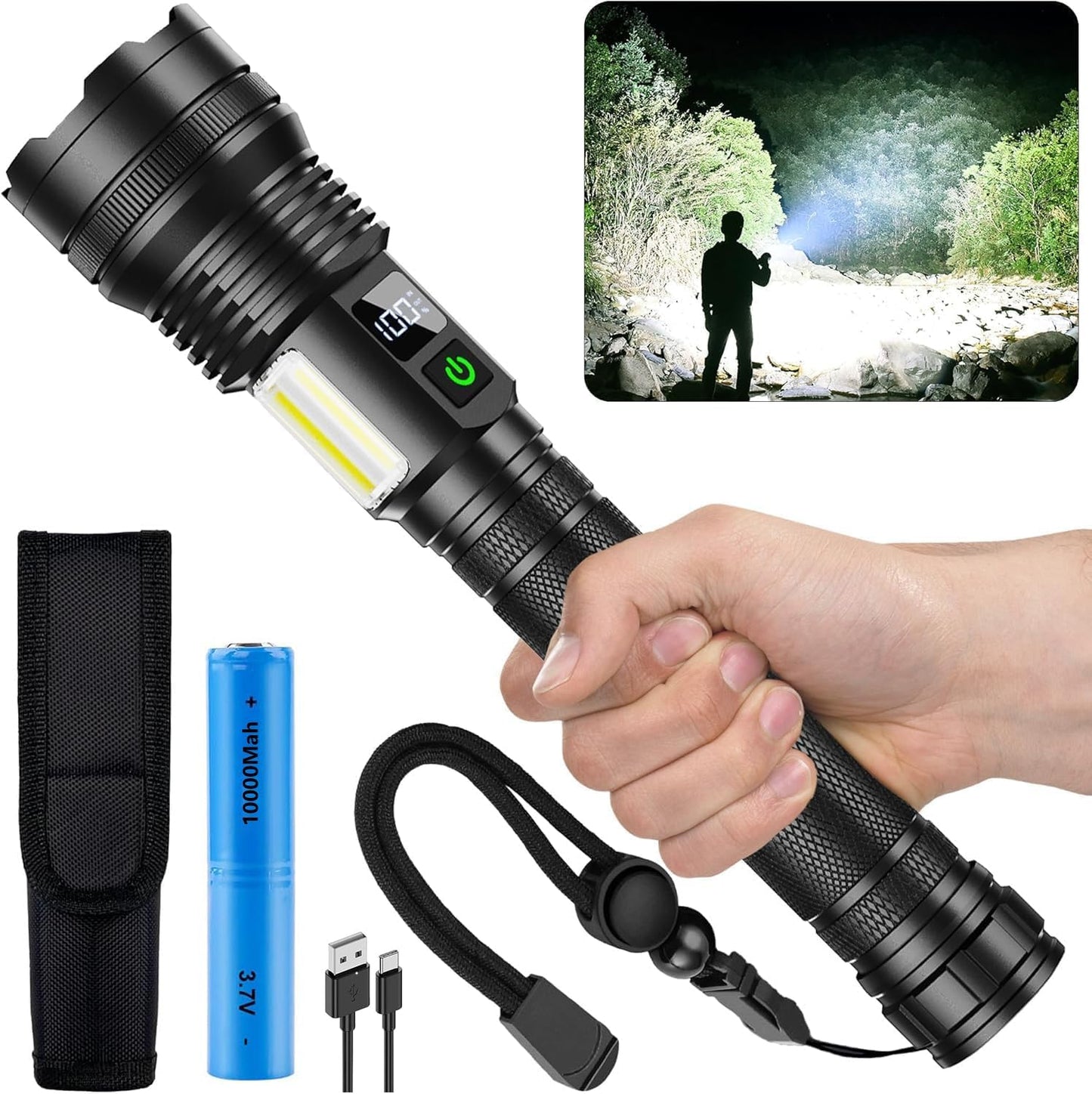 ASORT K18 Memory Function COB Aluminium Alloy Rechargeable Flashlight