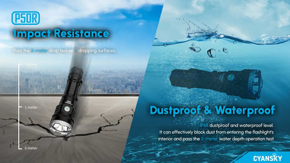 P50R |12000 Lumens High-performance Outdoor Flashlight | 4*CREE XHP 70.3 LED