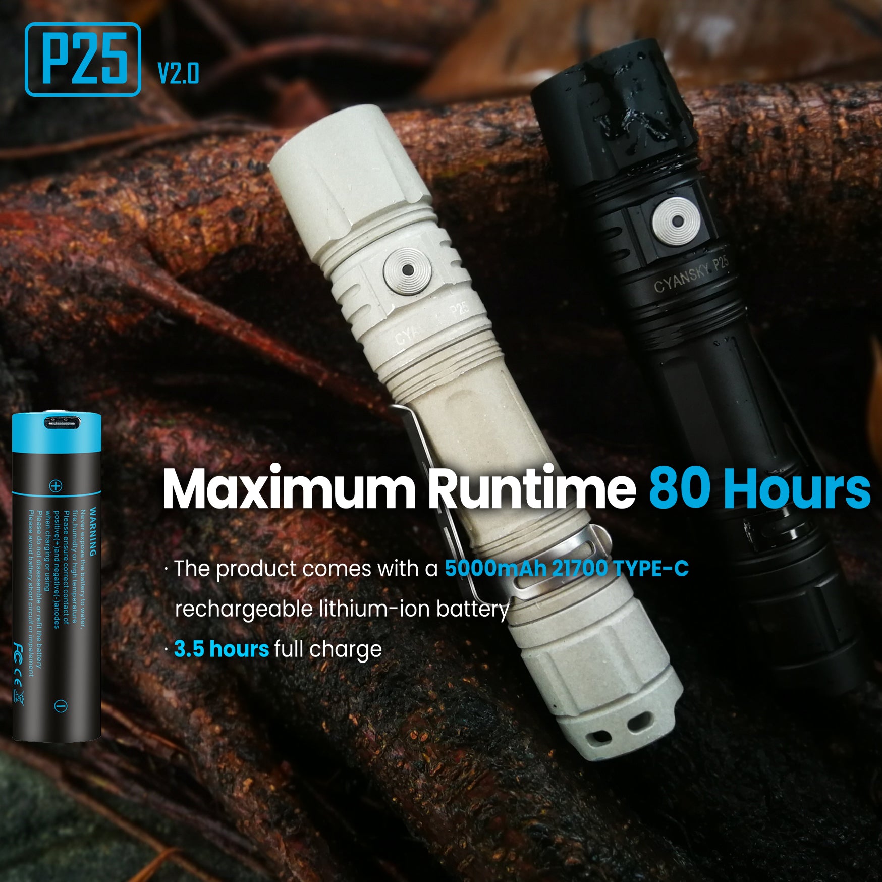 P25 V2 | 3600 Lumen Pale Silver Micro-Arc Oxidation Outdoor