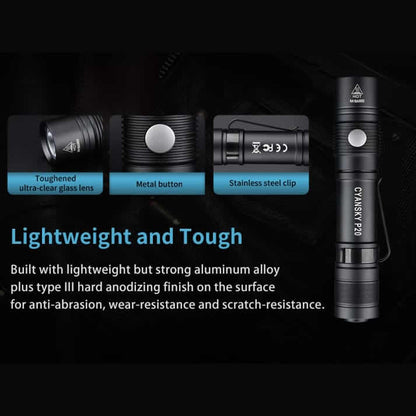 flashlights for camping, rechargeable flashlights high lumens, Helius, Cyansky, flashlights for emergencies, led rechargeable flashlight, 18650 flashlight, super bright led flashlight